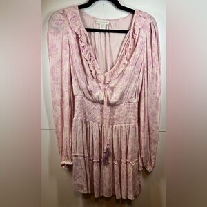 House of Harlow 1960 Pink Paisley Long Sleeve Cocktail Dress Size XS